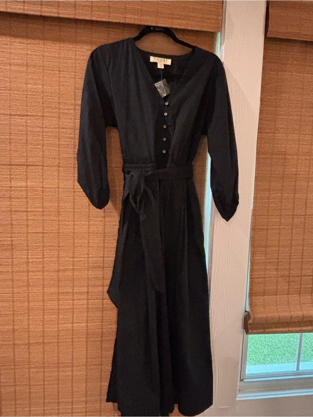 MRHL Christie McInerney Black Maxi Shirt Dress M Button Front Belted -Never worn
